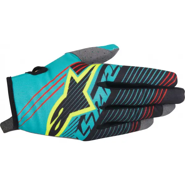 Alpinestars Youth Radar Tracker offroad gloves teal black yellow fluo