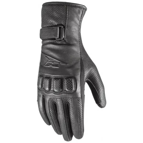 Axo Loop Summer Leather Motorcycle Gloves Black