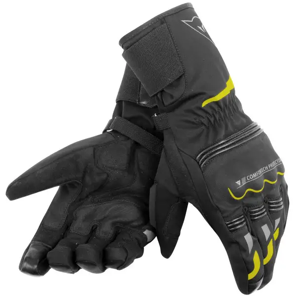 Dainese Tempest D-Dry Long Gloves black yellow fluo