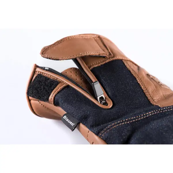 Blauer leather summer gloves Combo Denim brown