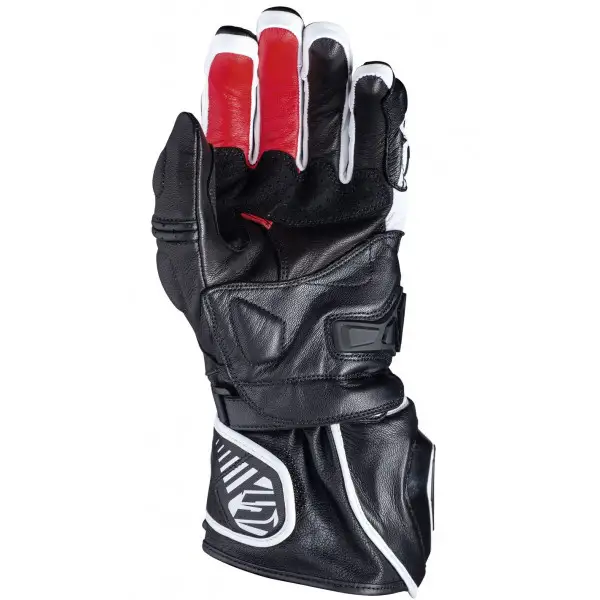 Five RFX3 summer leather motorcycle gloves Black White