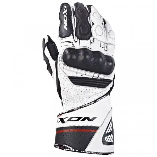 Ixon RS Rallye HP summer motorcycle leather gloves white black red