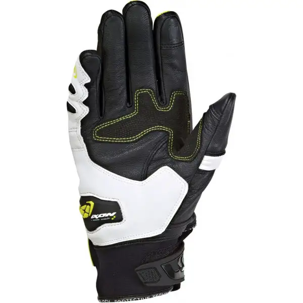 Ixon RS RING leather and tex summer gloves Black White Bright Yellow