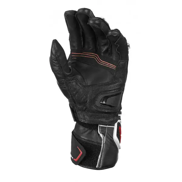 Macna leather summer gloves Street R with Kevlar reinforcements black white red