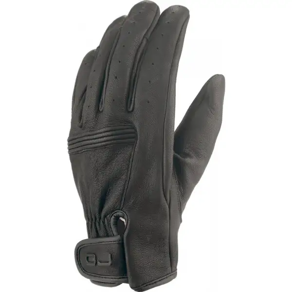 Summer leather motorcycle gloves OJ ROUGH Black