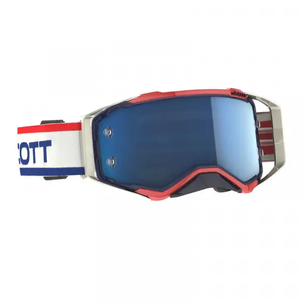 Scott Off-road goggles Prospect retro white blue lens blue chrome