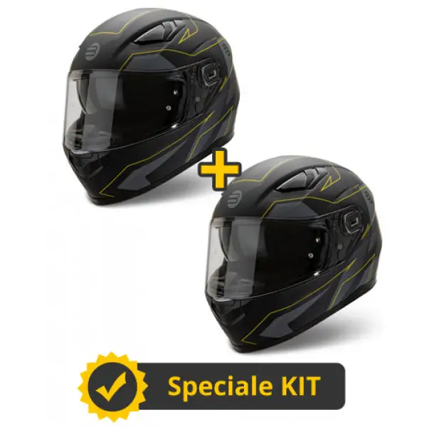 Kit coppia Ventus Nero Giallo - 2 caschi integrali Befast