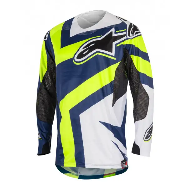 Maglia cross Alpinestars Techstar Factory blu scuro bianco giall