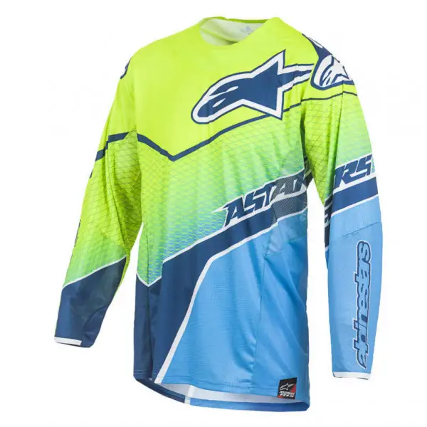 Alpinestars Techstar Venom off road jersey Yellow fluo Cyan dark Blue