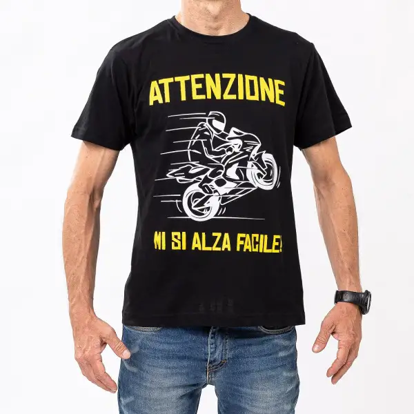 T-shirt Diario del Motoimbecille Si Alza Facile Nero