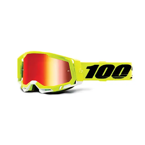 100% Racecraft 2 yellow cross goggle mirror red lens