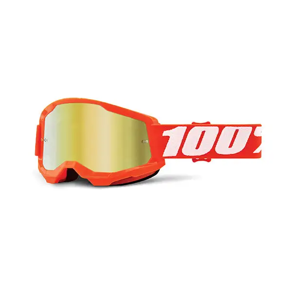 100% Strata 2 orange cross goggle mirror gold lens