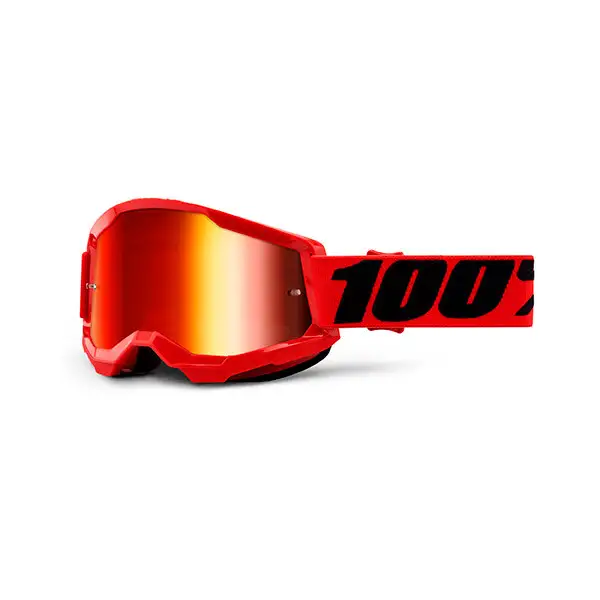 100% Strata 2 red cross goggle mirror red lens