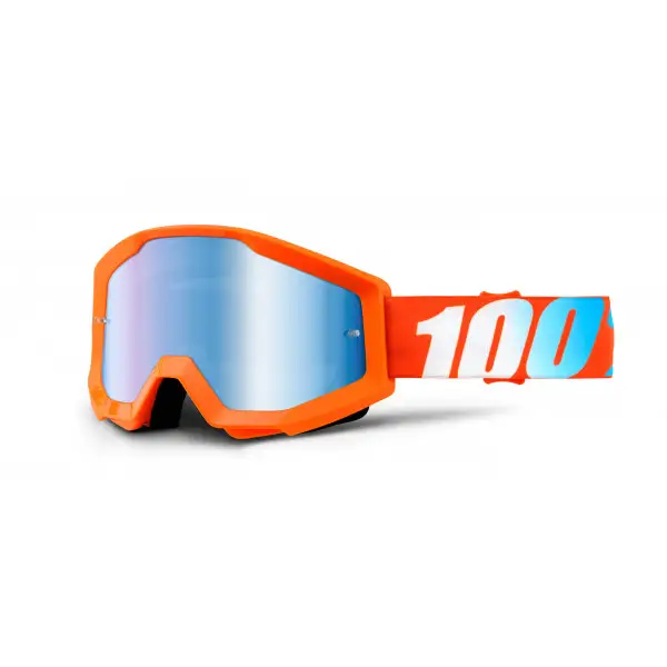 100% Strata Orange goggles cross mirrored lens