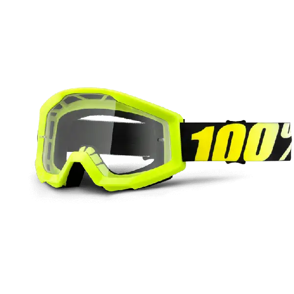 100% Strata Yellow goggles cross clear lens