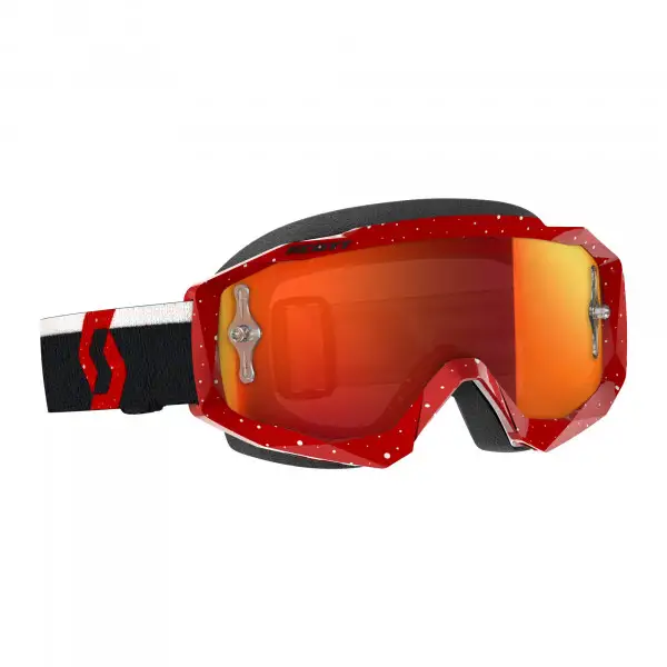 Scott Hustle MX Cross Glasses Red White Chrome Orange Lens