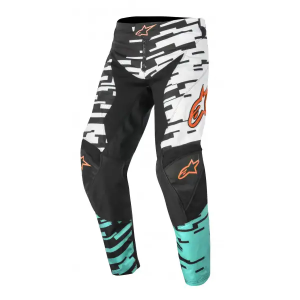 Pantaloni cross Alpinestars Racer Braap bianco turchese nero