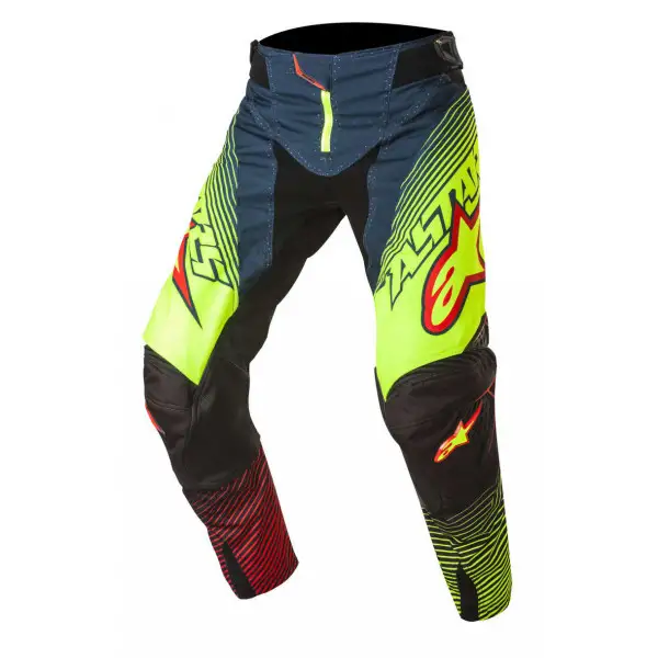 Alpinestars Techstar Factory off road pants Petroly Blue Yellow fluo Red