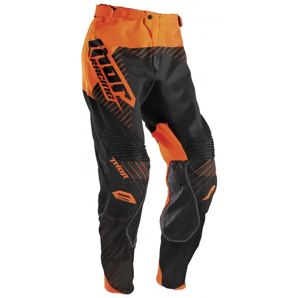 Pantaloni cross Thor Core Hux nero arancio fluo