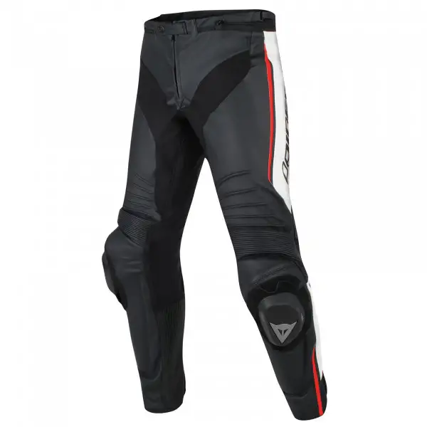 Dainese Misano perforated leather pants black white red fluo