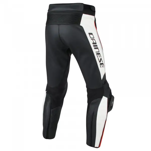 Dainese Misano perforated leather pants black white red fluo