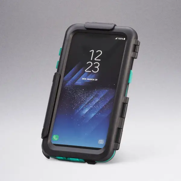 Midland smartphone holder for Galaxy S8 Plus with hooking system for tubular handlebars