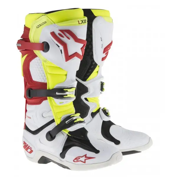 Alpinestars Tech 10 Boots white red yellow fluo vented
