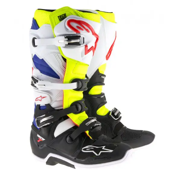 Alpinestars Tech 7 Boots white yellow fluo blue