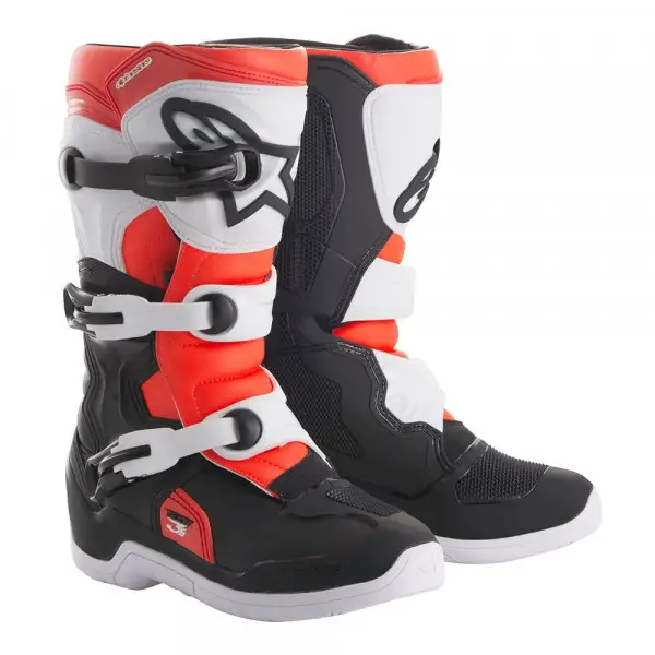 Alpinestars Tech 3s Kids Black White Red Fluo