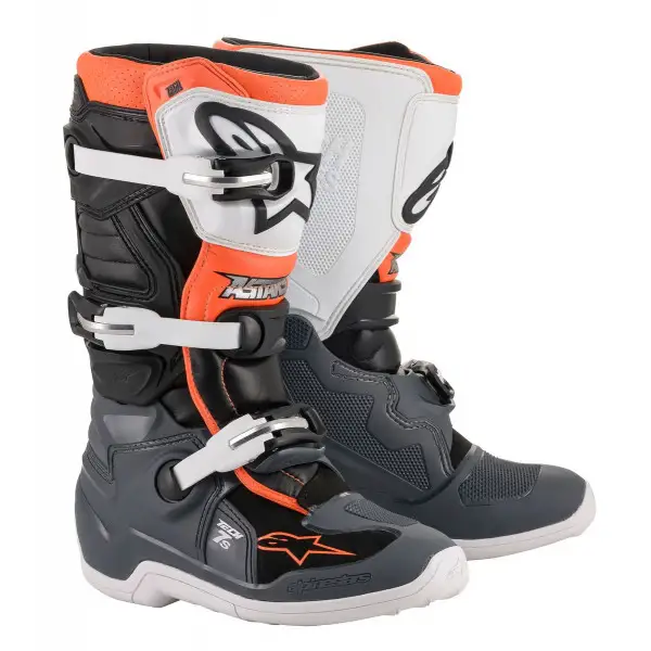 Alpinestars TECH 7 S kid cross boots Black Gray White Orange Fluo