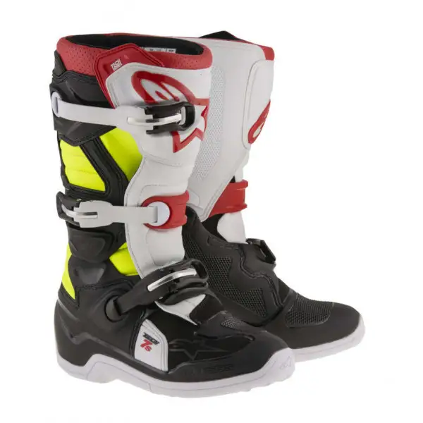 Alpinestars Tech 7S Youth off road Boots Black Red Yellow fluo