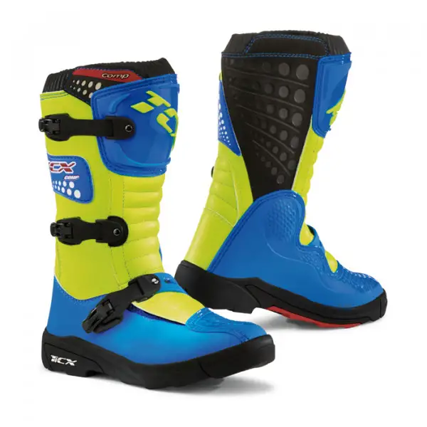 TCX COMP KID off road boots Blue Royal Yellow Fluo