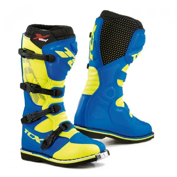 TCX X-BLAST off road boots Blue Royal Yellow Fluo
