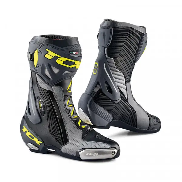 TCX RT-RACE PRO AIR racing boots Black Grey Giallo Fluo