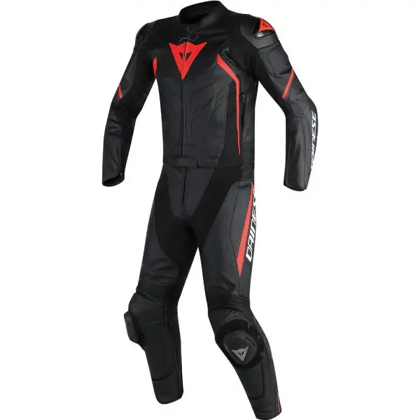 Dainese Avro D2 2 pieces leather suit black black fluo red