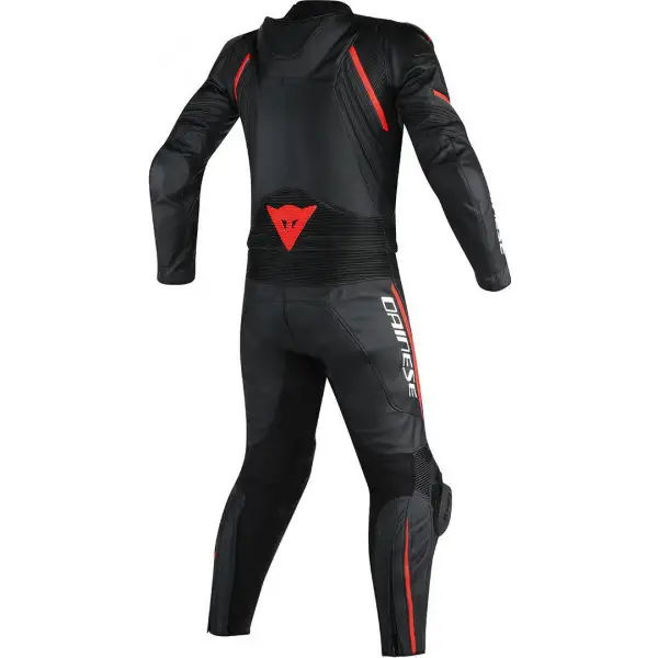 Dainese Avro D2 2 pieces leather suit black black fluo red