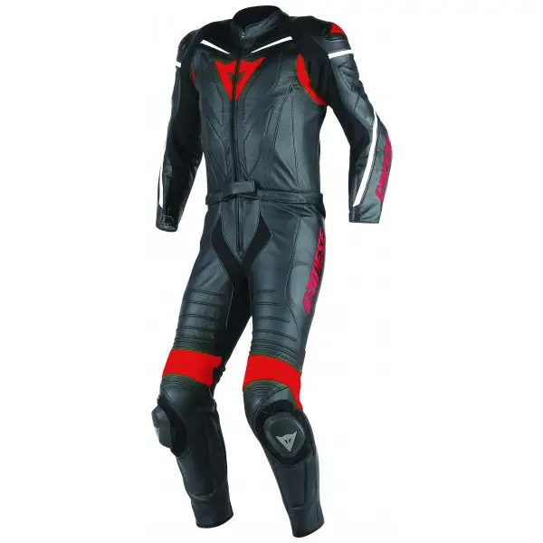 Tuta moto pelle divisibile Dainese Laguna Seca D1 nero rosso