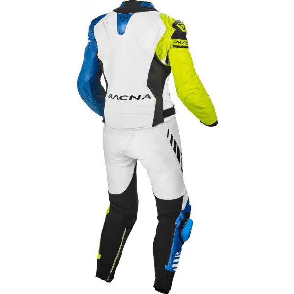 Macna Tracktix divisible leather suit White Neon yellow Blue