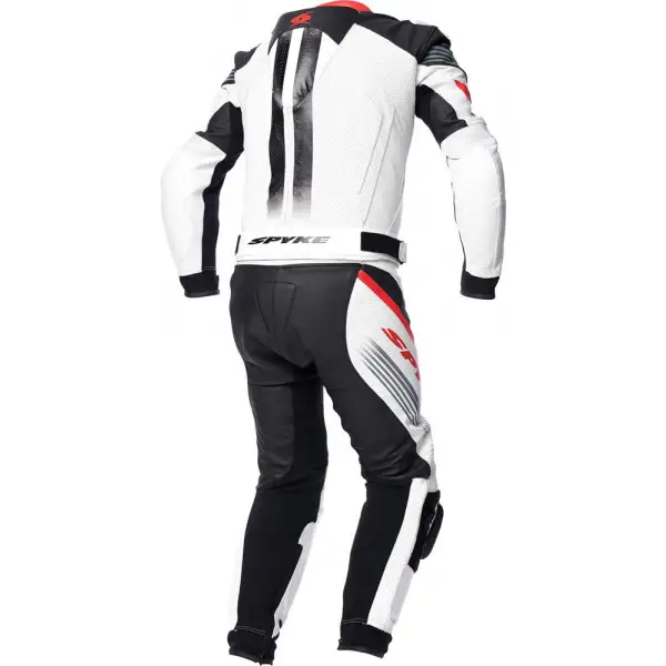 Spyke ESTORIL SPORT 2pc leather racing suit White Black Fluo Red