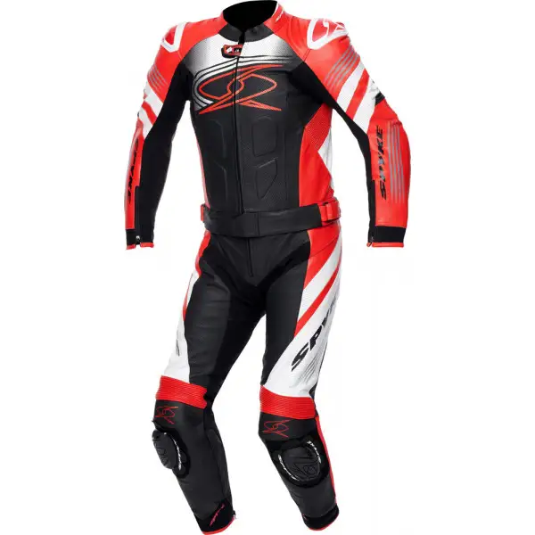 Spyke ESTORIL SPORT 2pc leather racing suit Black White Fluo Red