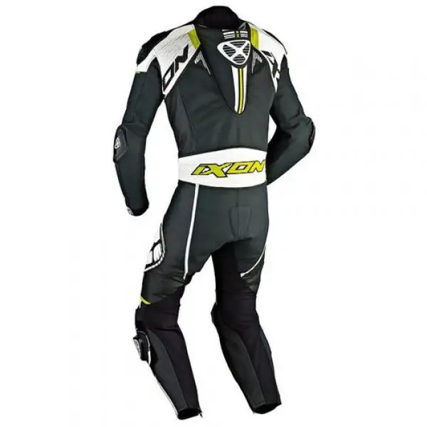 Ixon Mirage summer motorcycle Kangaroo Leather Suit Black White Yellow