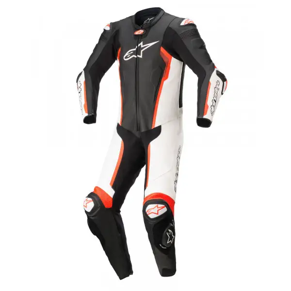 Alpinestars MISSILE V2 LEATHER suit 1 PC Tech-Air compatible Black WHITE Red Fluo