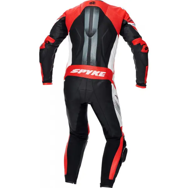 Spyke ESTORIL RACE 1pc summer leather racing suit Black White Fluo Red