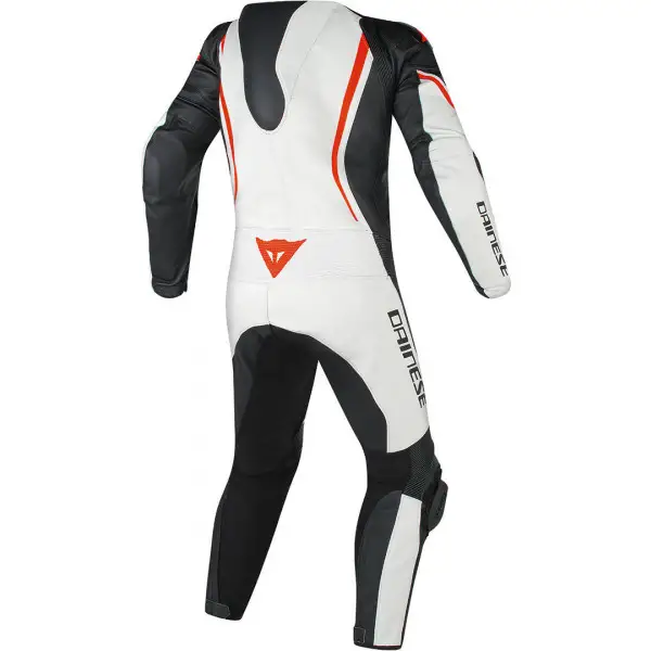 Dainese Assen 1 piece perforated leather suit white black fluo red
