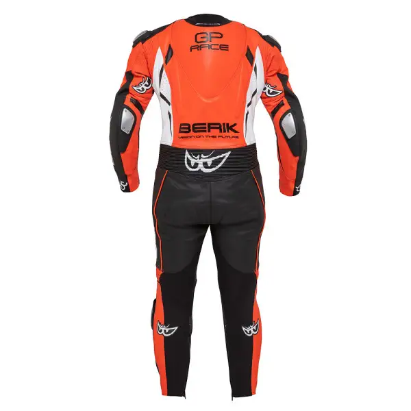 Full racing leather suit Berik LS1-191314 CE Certified Black White Red Fluo