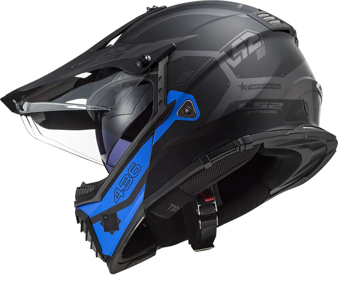 LS2 MX436 PIONEER EVO COBRA full face touring helmet MATT BLACK BLUE