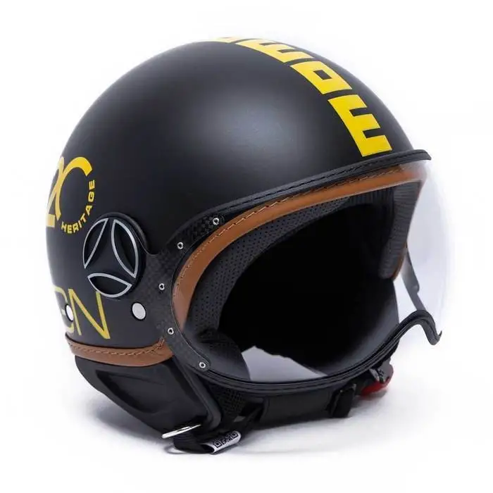 Momo Desing Fighter HERITAGE jet helmet Matt Black Yellow