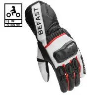 Befast TECNO RS CE Certified Black White Red Motorcycle Leather Gloves