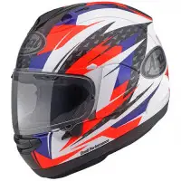 Arai RX-7 V EVO RUSH RED full face helmet in Red Blue White fibe