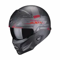 Scorpion EXO COMBAT II XENON jet helmet with detachable chin guard Matt black Red